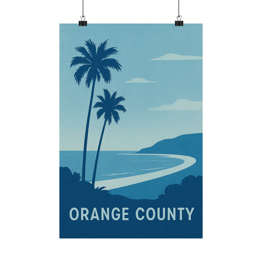 Orange County Poster – Retro California Travel Wall Art, Vintage Coastal Print with Palm Trees & Ocean View