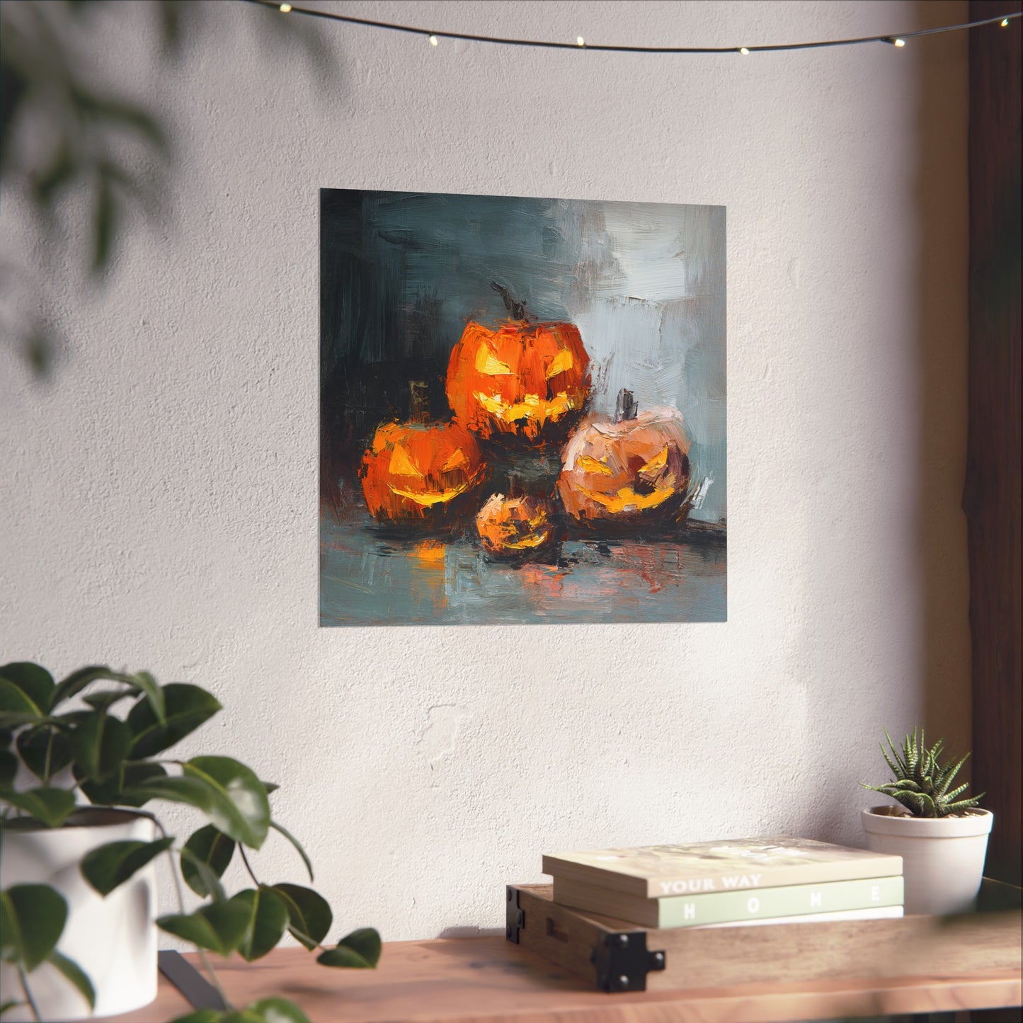 Halloween Pumpkin Abstract Fine Art Print – Colorful Jack-O’Lantern Wall Art, Modern Fall Home Decor, Halloween Party Poster