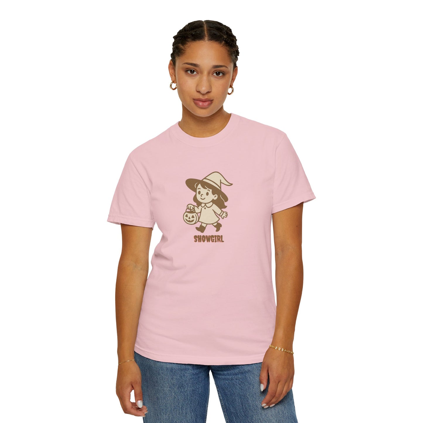 Witch Showgirl Comfort Colors t-Shirt | Cute Retro Halloween Trick-or-Treat Design