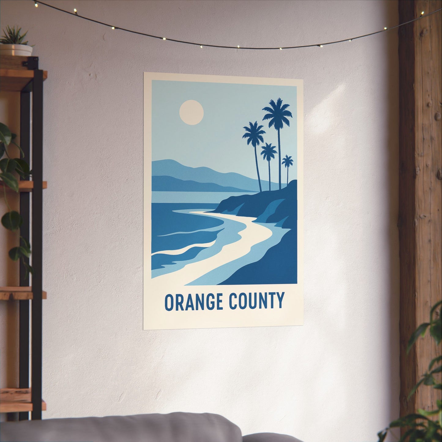 Orange County Poster – Retro California Travel Wall Art, Vintage Coastal Print with Palm Trees & Ocean View