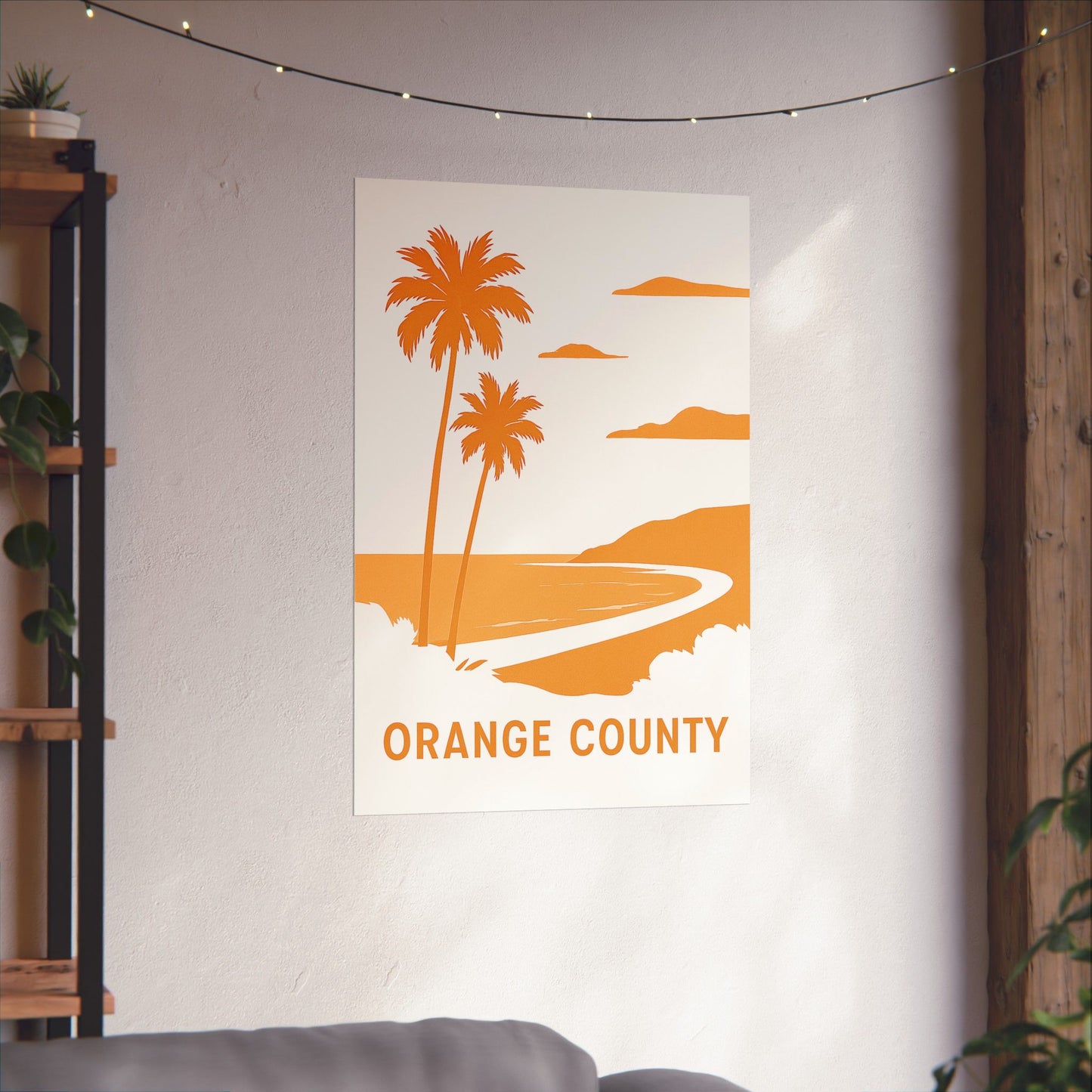 Orange County Poster – Retro California Travel Wall Art, Vintage Coastal Print with Palm Trees & Ocean View