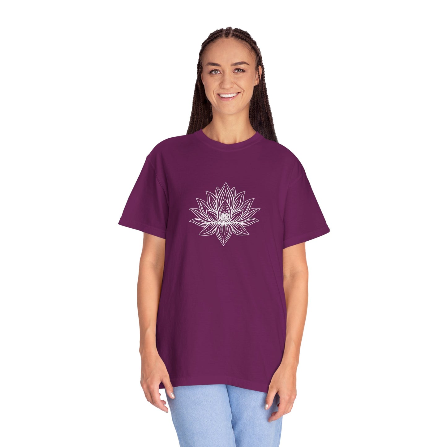 Comfort Colors Sacred Lotus Flower Mandala Line Art Design - Beautiful Flower Shirt