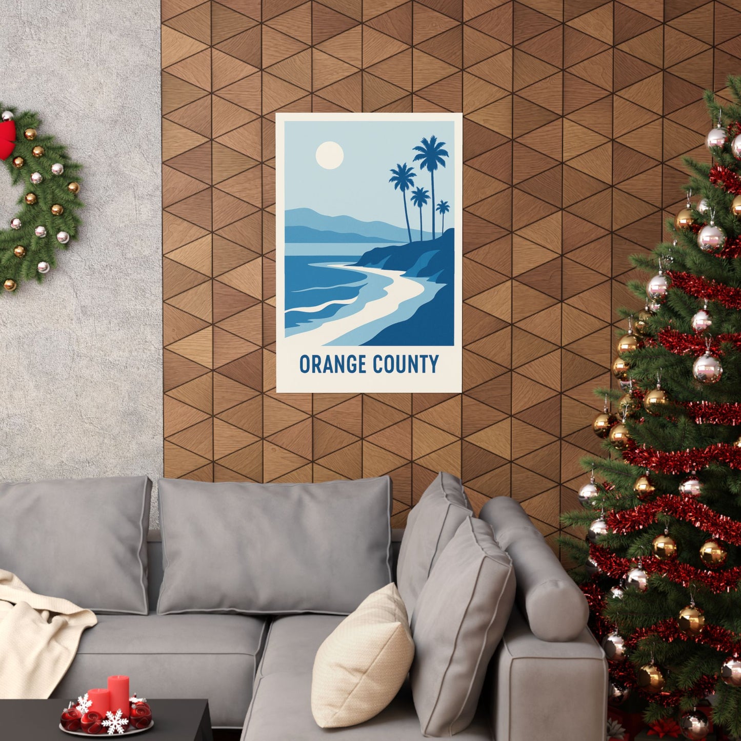 Orange County Poster – Retro California Travel Wall Art, Vintage Coastal Print with Palm Trees & Ocean View