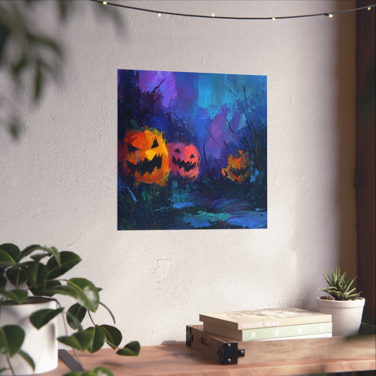 Halloween Pumpkin Abstract Fine Art Print β Colorful Jack-Oβ-Lantern Painting, Spooky Autumn Wall Art Poster, Modern Halloween Decor