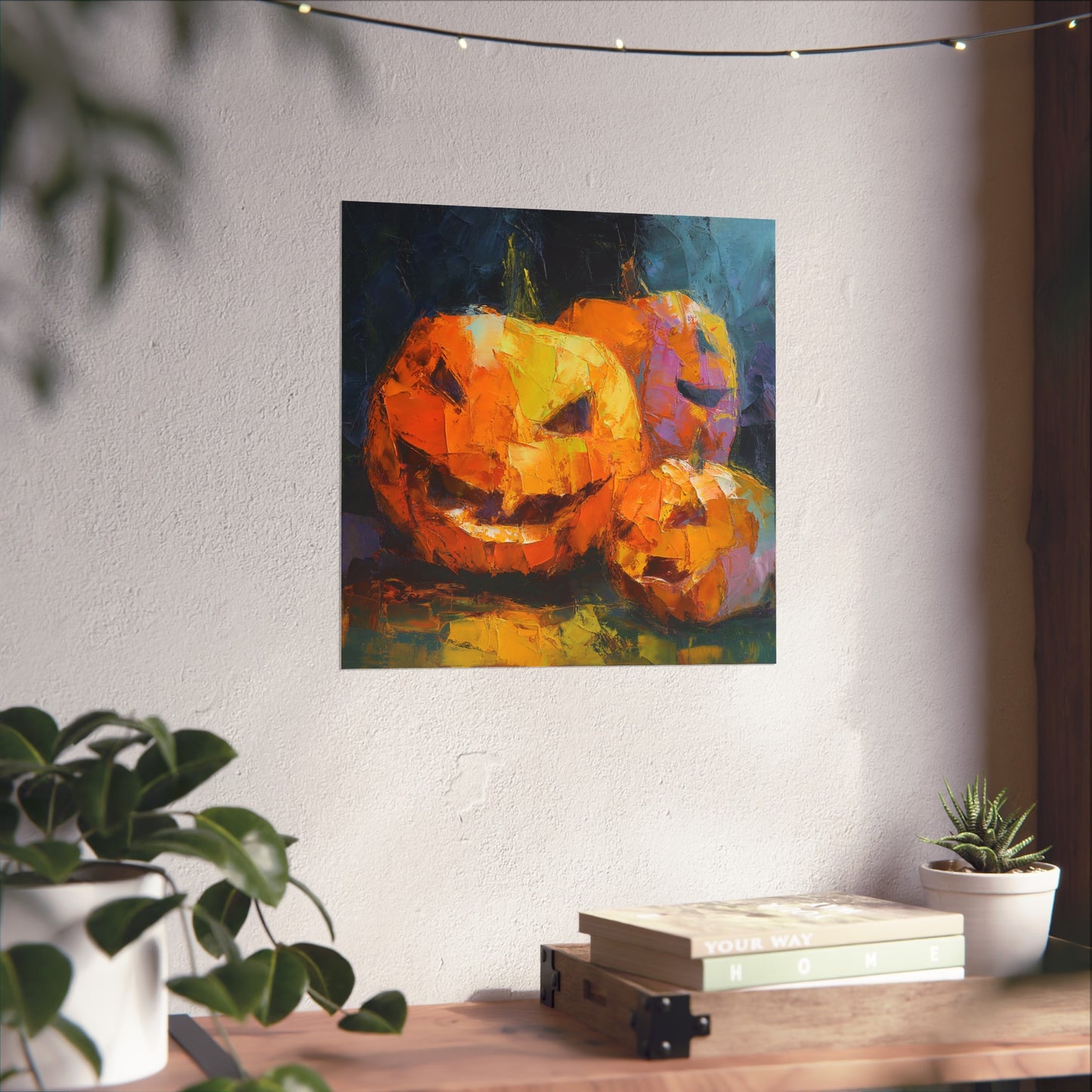 Halloween Pumpkin Abstract Fine Art Print – Colorful Jack-O’Lantern Wall Art, Modern Fall Home Decor, Halloween Party Poster
