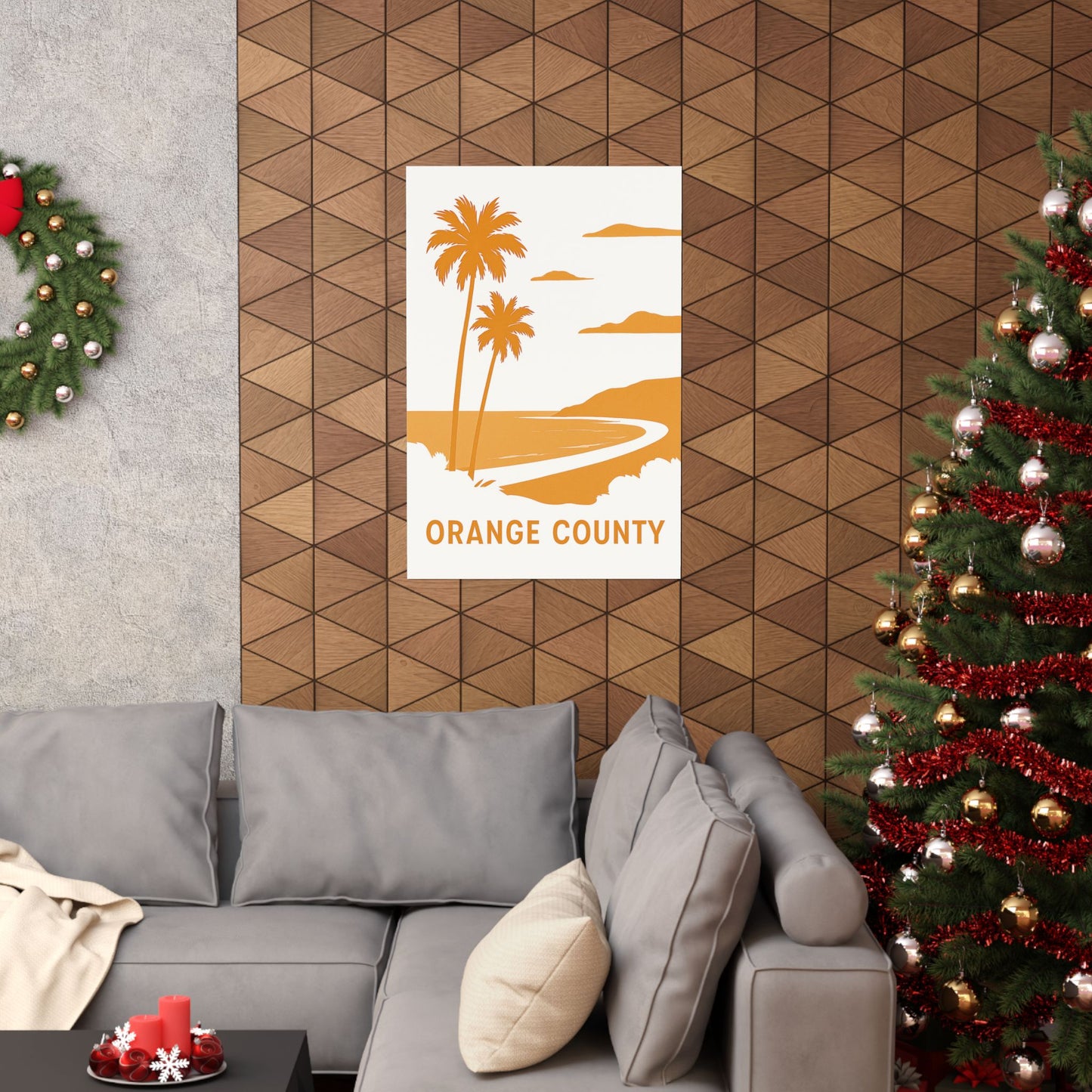 Orange County Poster – Retro California Travel Wall Art, Vintage Coastal Print with Palm Trees & Ocean View