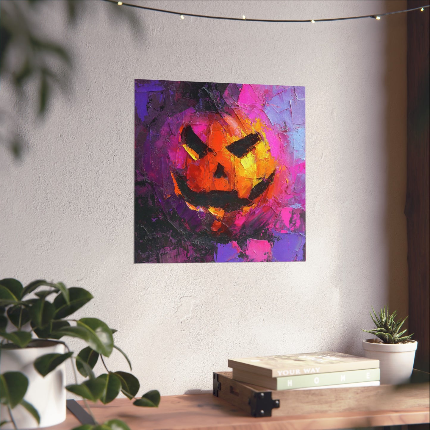 Halloween Pumpkin Abstract Fine Art Print β Colorful Jack-Oβ-Lantern Painting, Spooky Autumn Wall Art Poster, Modern Halloween Decor