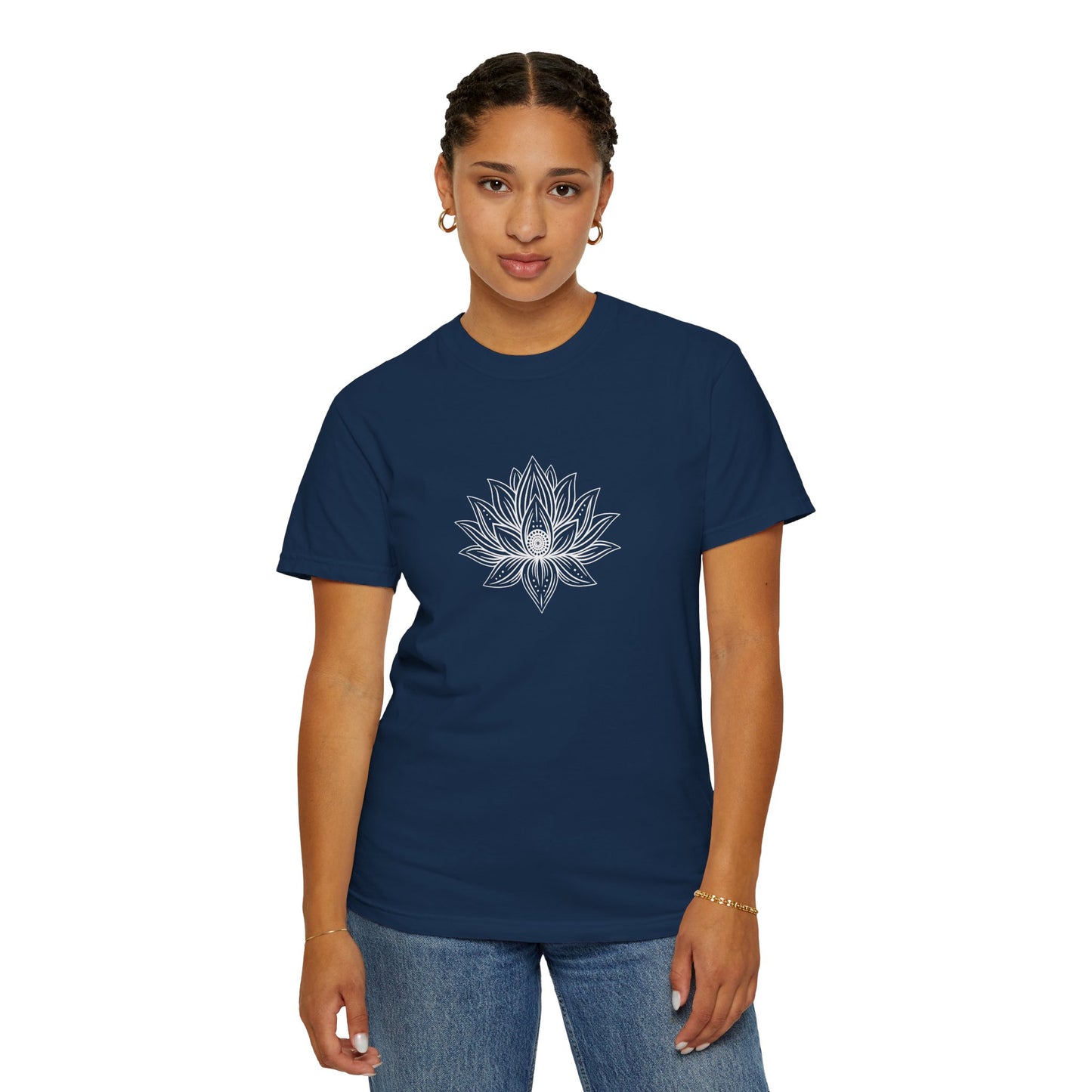 Comfort Colors Sacred Lotus Flower Mandala Line Art Design - Beautiful Flower Shirt