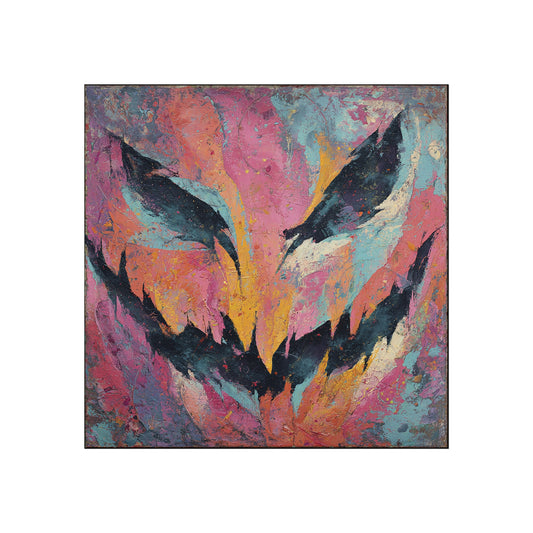 Halloween Abstract Pastel Fine Art Print – Colorful Jack-O’-Lantern Face Wall Art Poster, Spooky Modern Autumn Decor