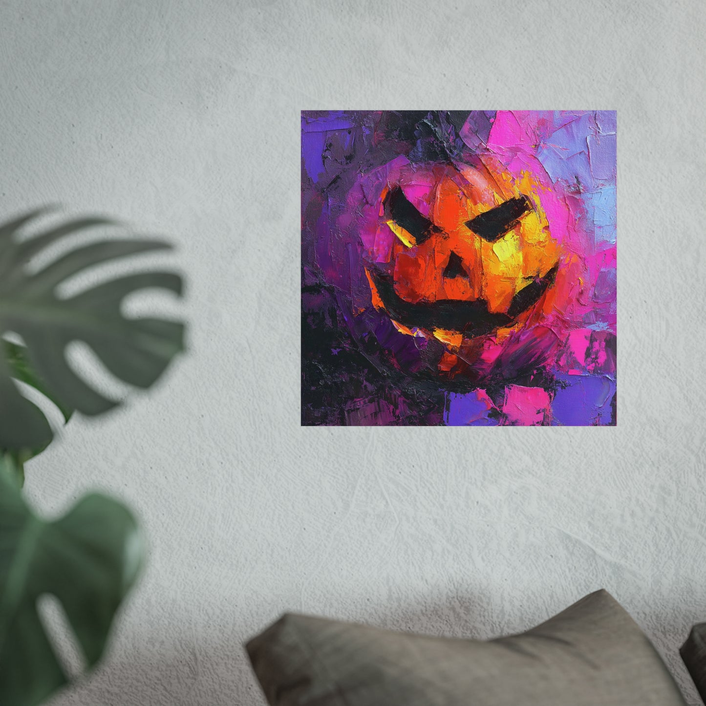 Halloween Pumpkin Abstract Fine Art Print β Colorful Jack-Oβ-Lantern Painting, Spooky Autumn Wall Art Poster, Modern Halloween Decor