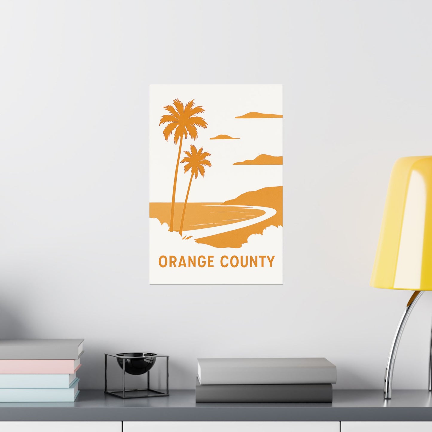Orange County Poster – Retro California Travel Wall Art, Vintage Coastal Print with Palm Trees & Ocean View