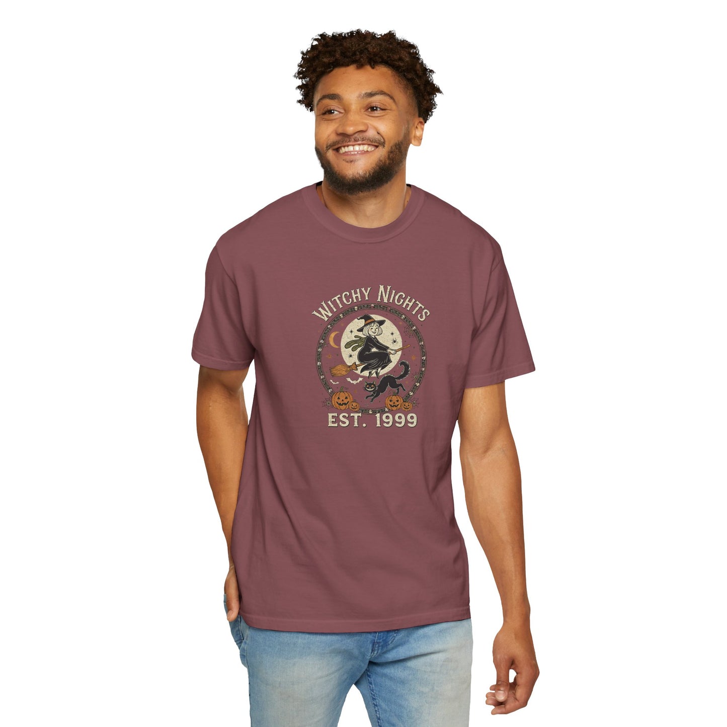 Witchy Nights Comfort Colors T-Shirt, Witch Lovers, Halloween Gothic Design, Spooky Season