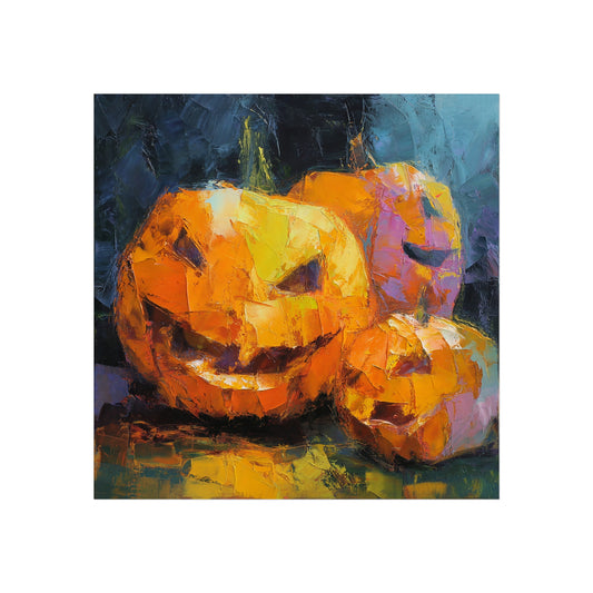 Halloween Pumpkin Abstract Fine Art Print – Colorful Jack-O’Lantern Wall Art, Modern Fall Home Decor, Halloween Party Poster