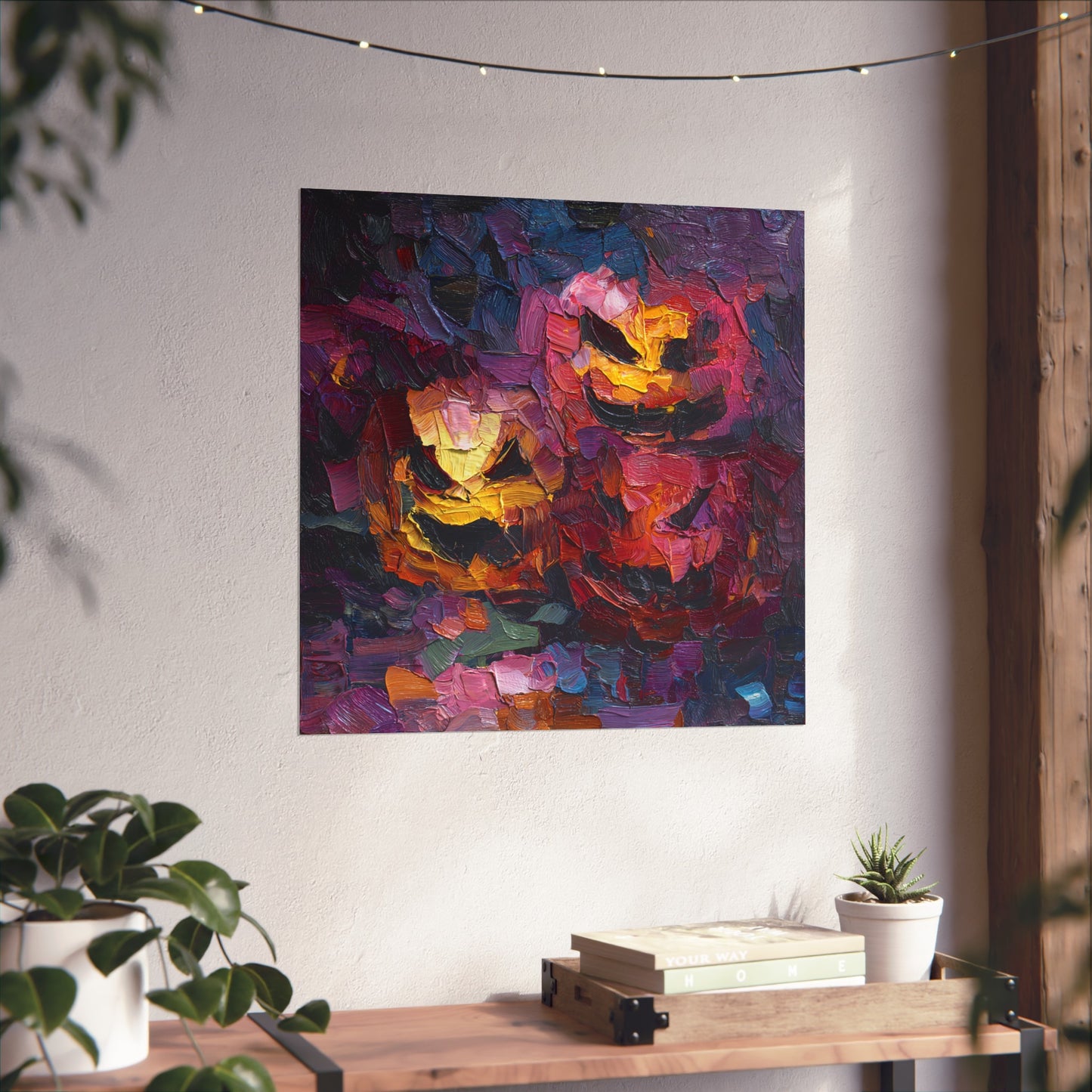 Abstract Halloween Pumpkin Faces Poster – Bold Fine Art Jack-O’-Lantern Wall Décor