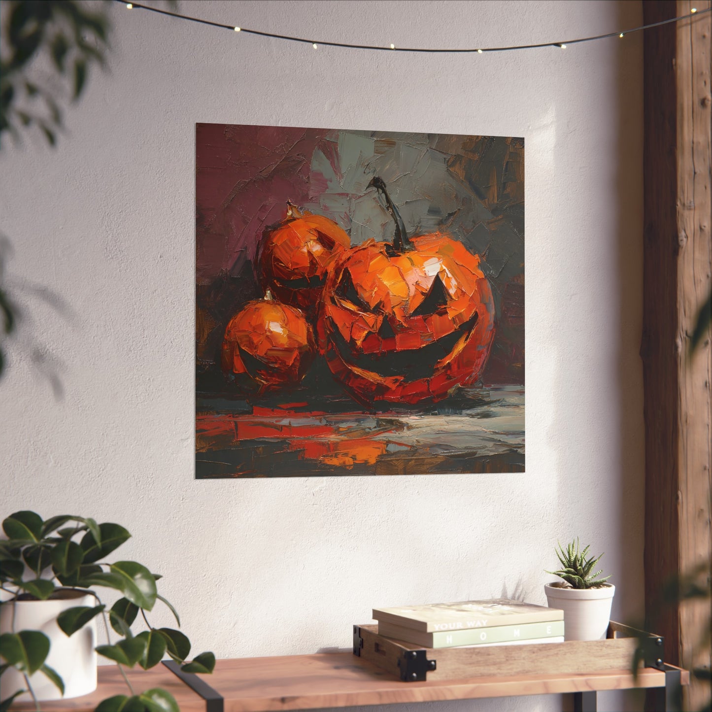 Halloween Pumpkin Abstract Fine Art Print β Colorful Jack-Oβ-Lantern Painting, Spooky Autumn Wall Art Poster, Modern Halloween Decor