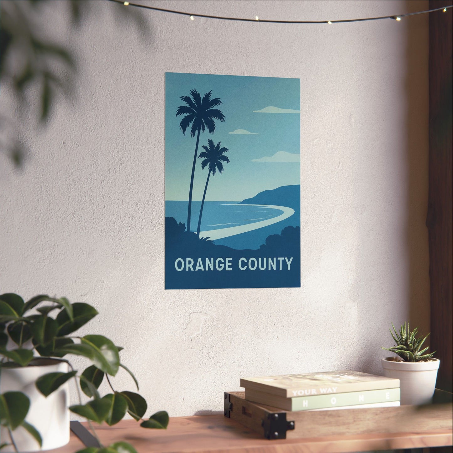 Orange County Poster – Retro California Travel Wall Art, Vintage Coastal Print with Palm Trees & Ocean View