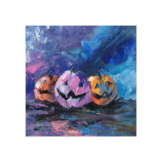 Halloween Pumpkin Abstract Fine Art Print – Colorful Jack-O’-Lantern Painting, Spooky Autumn Wall Art Poster, Modern Halloween Decor