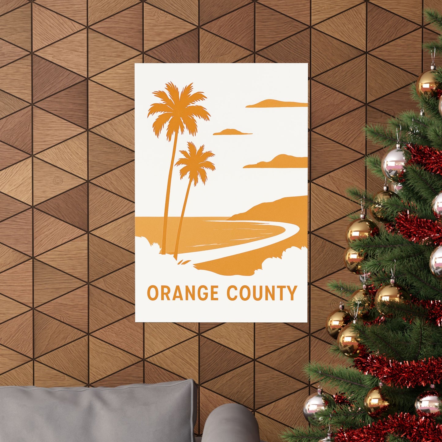 Orange County Poster – Retro California Travel Wall Art, Vintage Coastal Print with Palm Trees & Ocean View
