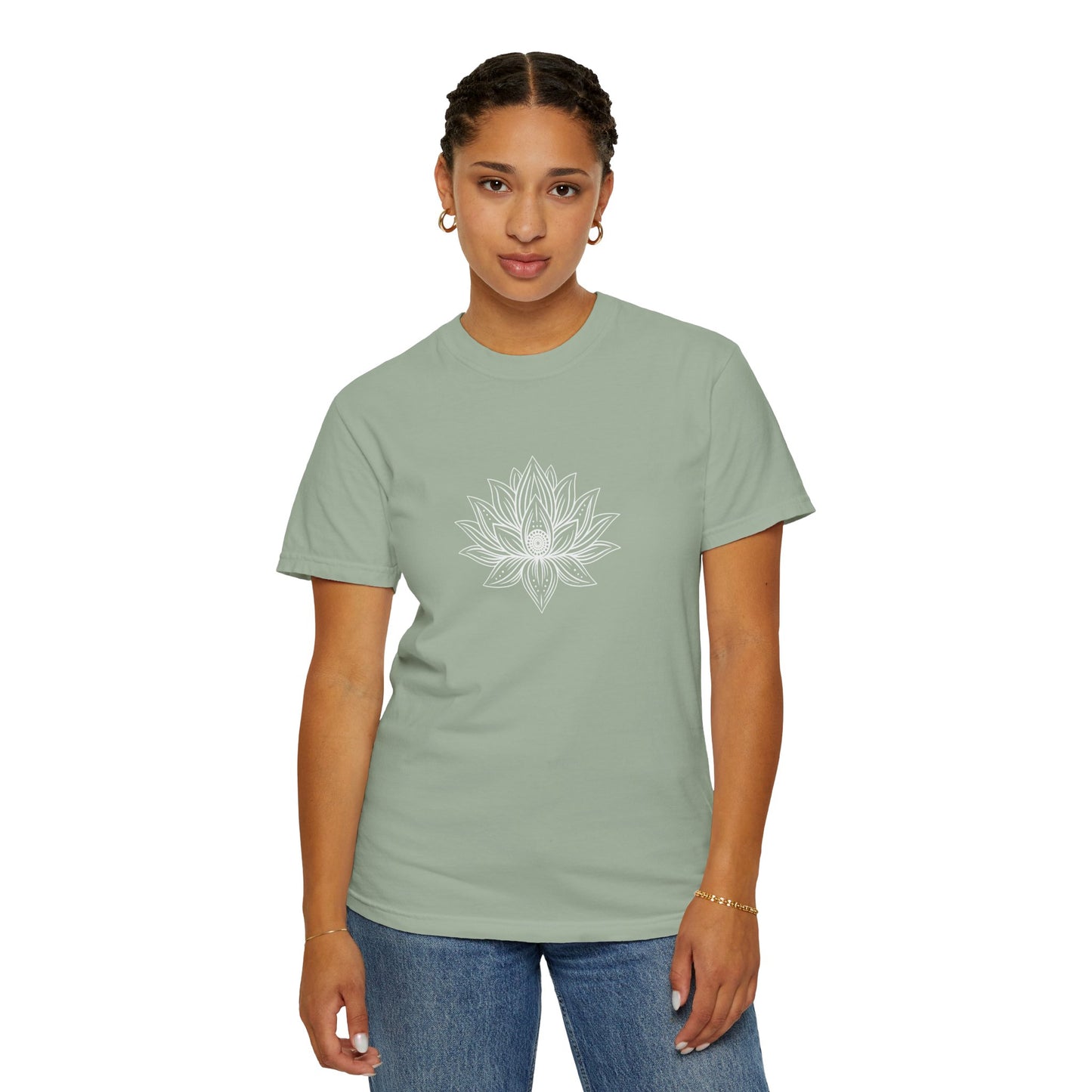 Comfort Colors Sacred Lotus Flower Mandala Line Art Design - Beautiful Flower Shirt