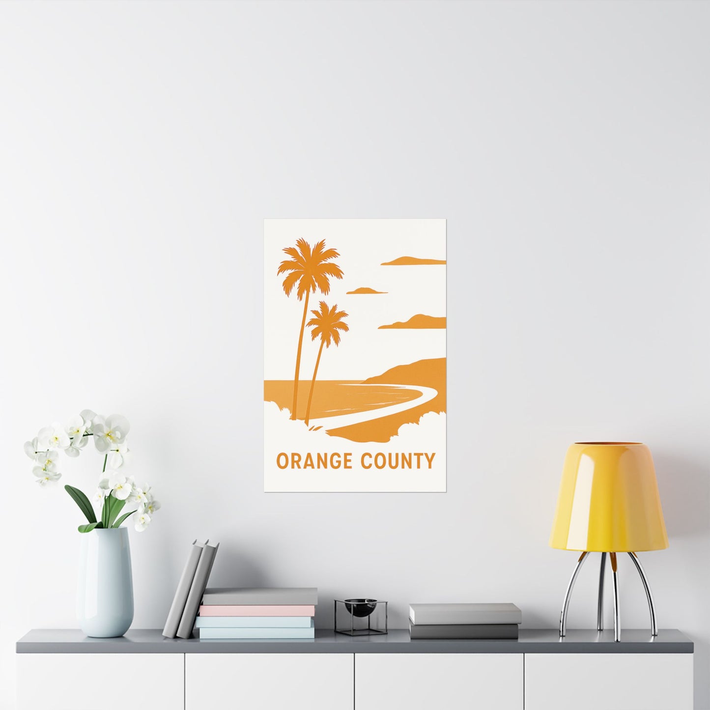 Orange County Poster – Retro California Travel Wall Art, Vintage Coastal Print with Palm Trees & Ocean View