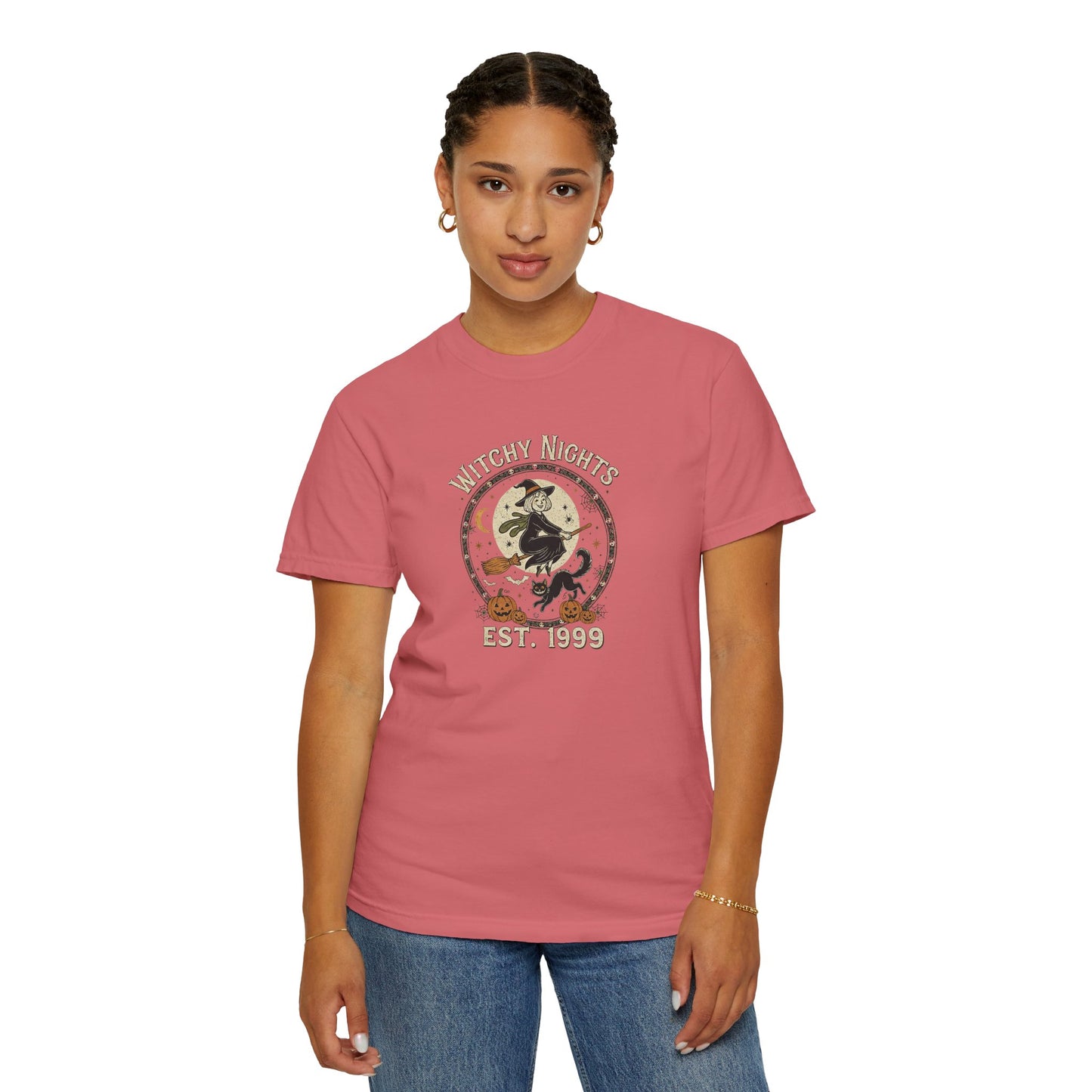 Witchy Nights Comfort Colors T-Shirt, Witch Lovers, Halloween Gothic Design, Spooky Season