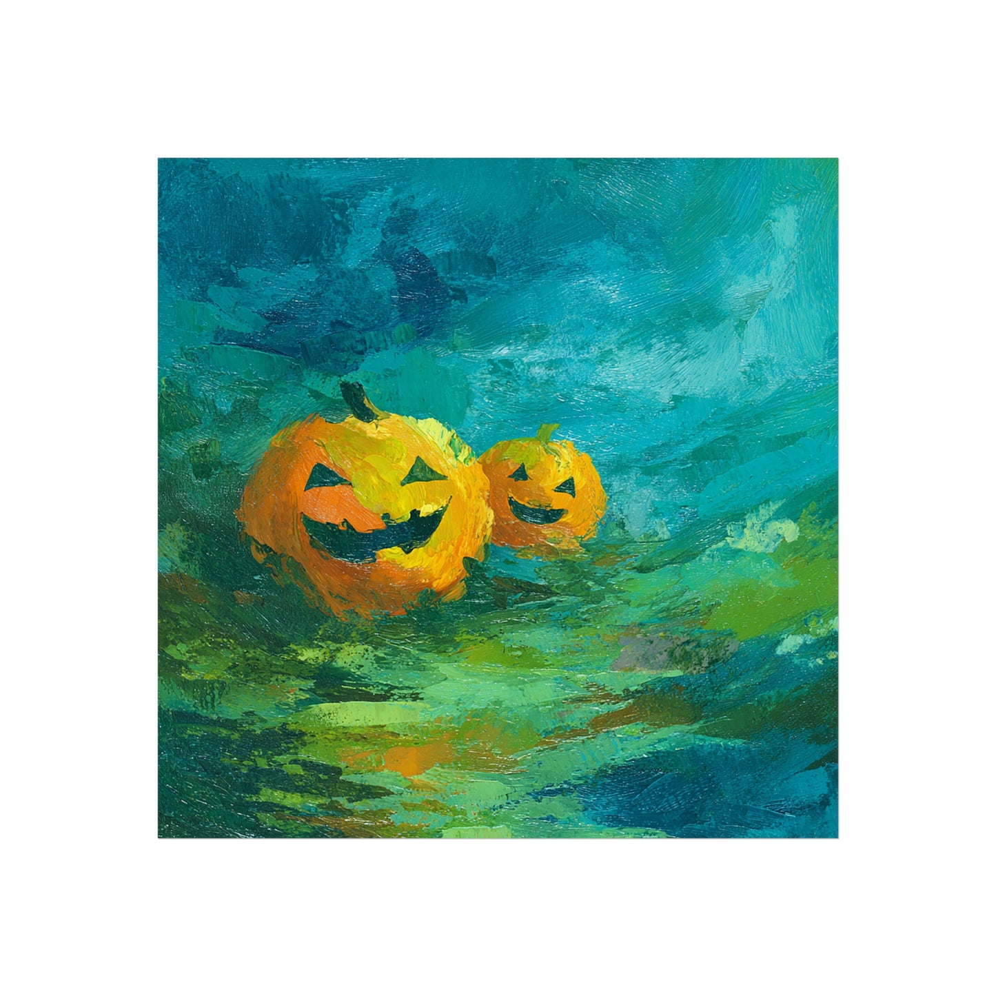 Abstract Halloween Pumpkin Poster – Fine Art Jack-O’-Lantern Wall Décor in Bold Brushstrokes