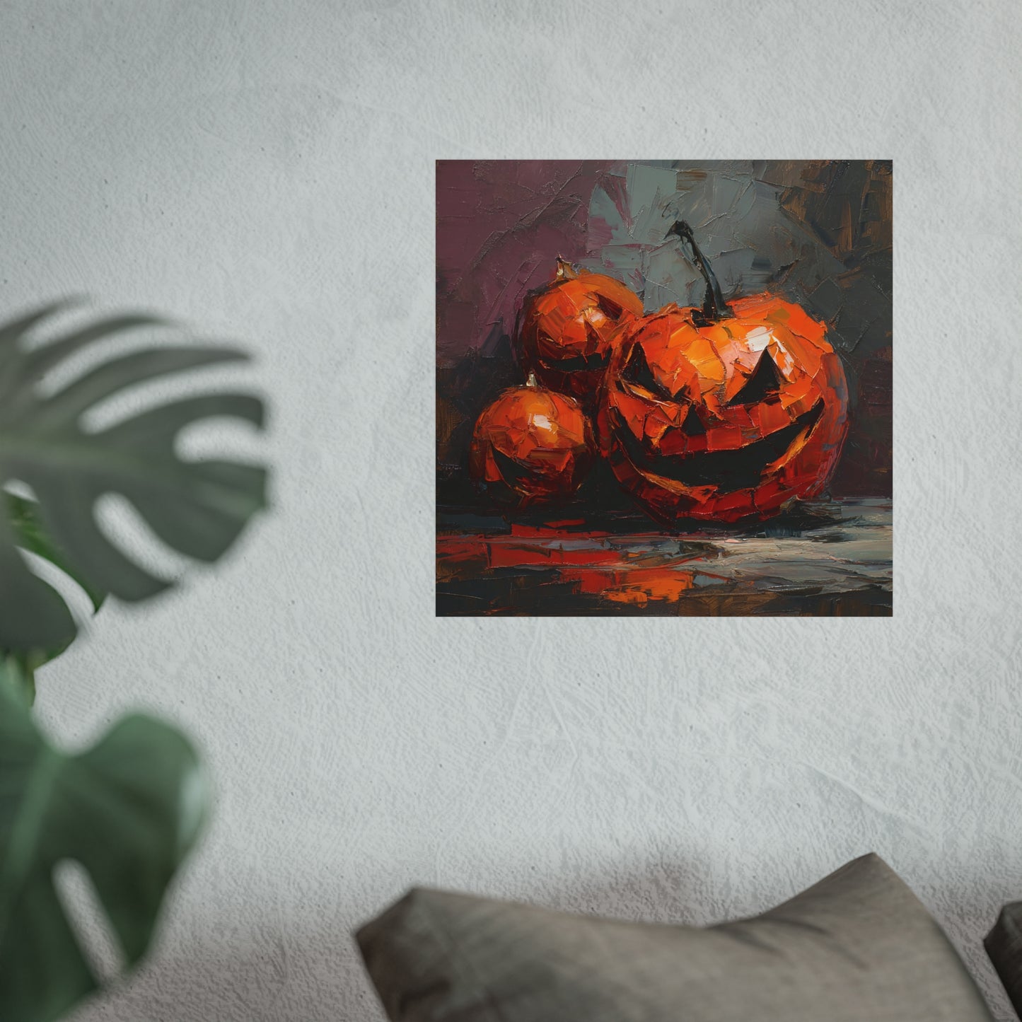 Halloween Pumpkin Abstract Fine Art Print β Colorful Jack-Oβ-Lantern Painting, Spooky Autumn Wall Art Poster, Modern Halloween Decor