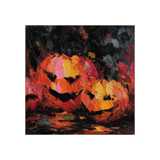 Halloween Pumpkin Abstract Fine Art Print – Colorful Jack-O’Lantern Wall Art, Modern Fall Home Decor, Halloween Party Poster