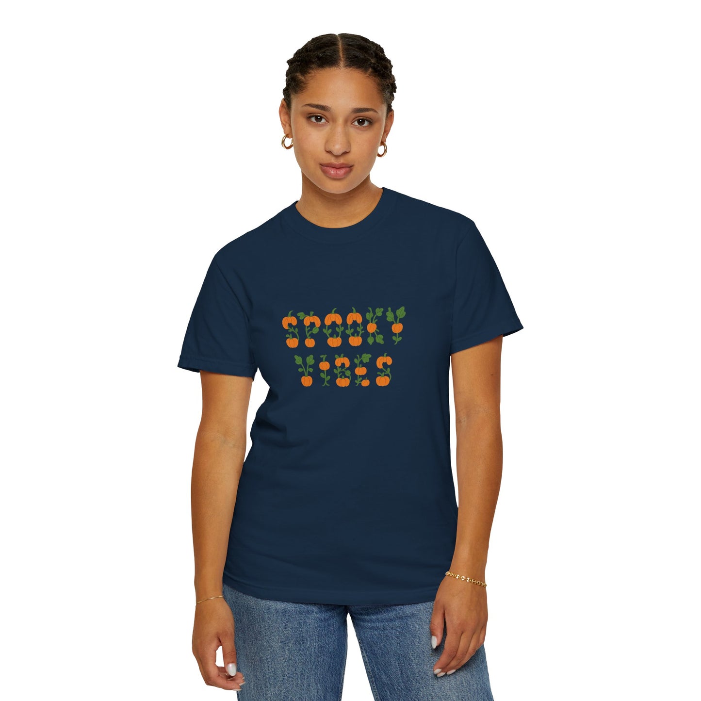 Spooky Vibes Pumpkin Typography Shirt | Comfort Colors T-Shirt | Cute Halloween Design