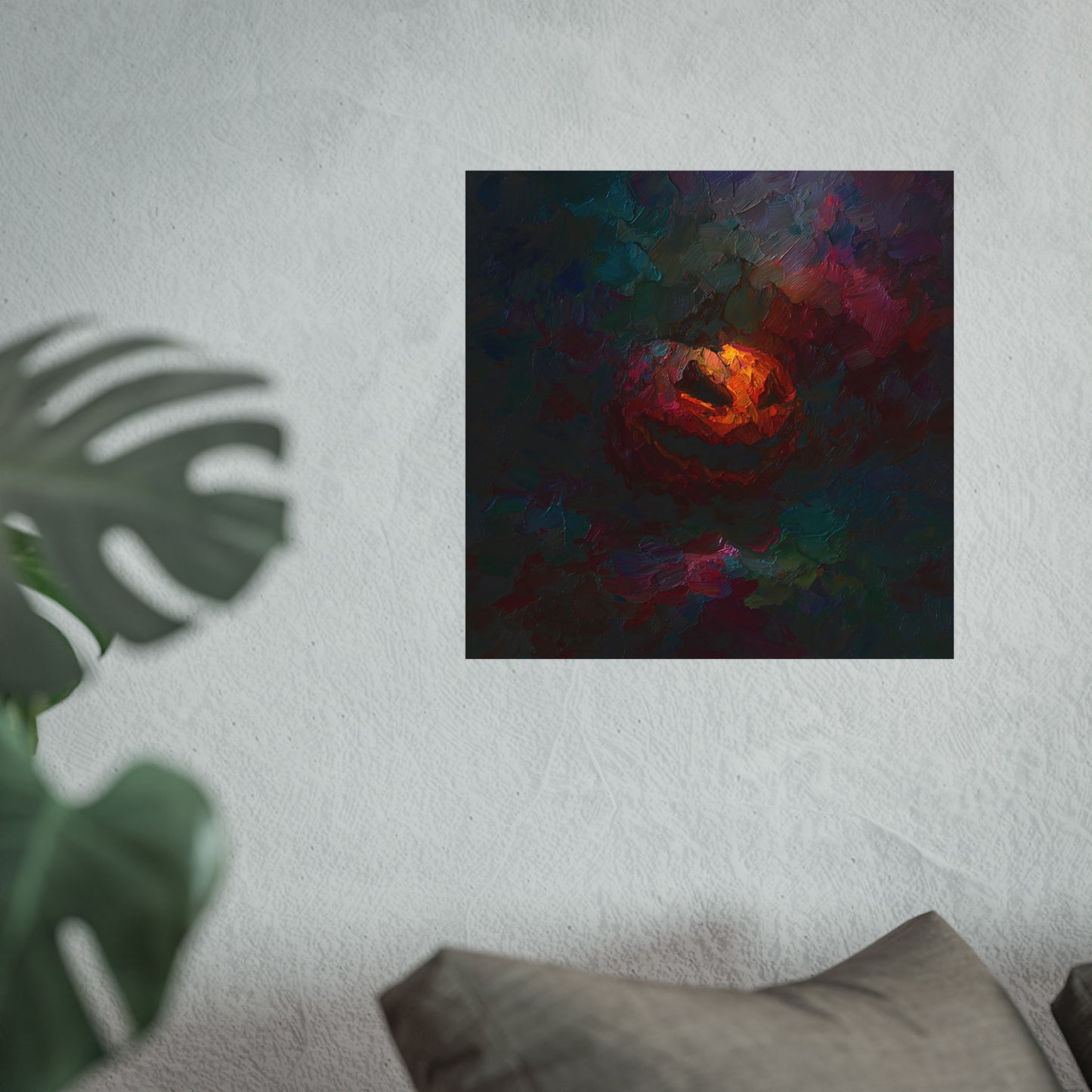 Halloween Pumpkin Abstract Fine Art Print 2 – Colorful Jack-O’Lantern Wall Art, Modern Fall Home Decor, Halloween Party Poster