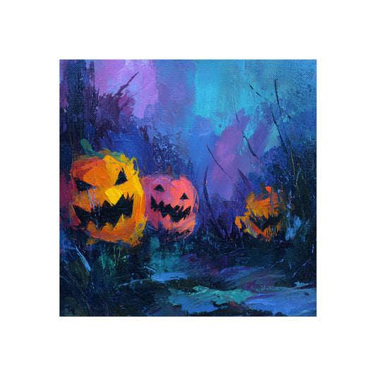 Halloween Pumpkin Abstract Fine Art Print – Colorful Jack-O’-Lantern Painting, Spooky Autumn Wall Art Poster, Modern Halloween Decor