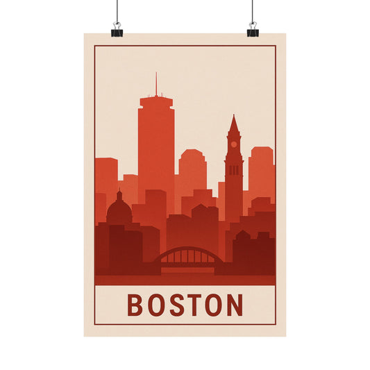 Boston Cityscape Poster, Vintage Wall Art, City Skyline Decor, Home or Office Decoration, Gift for Travel Lovers