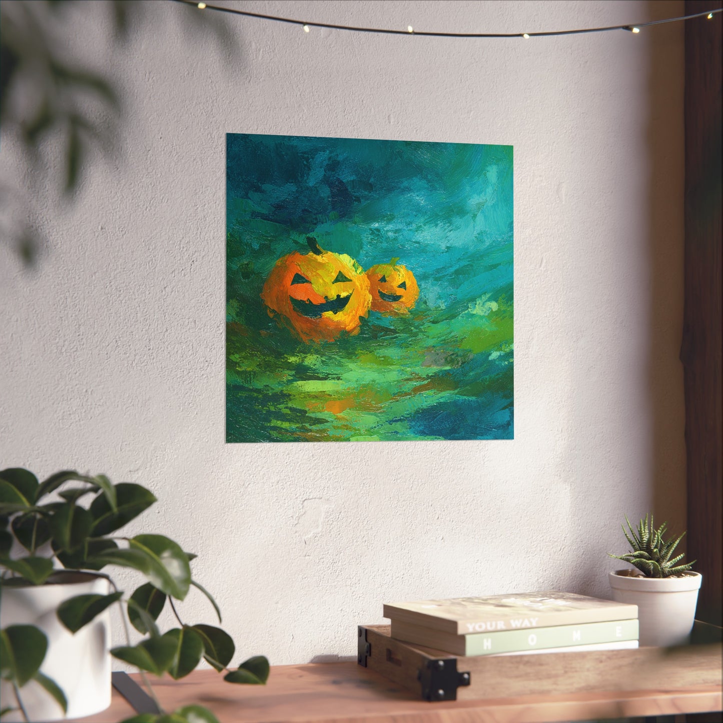 Abstract Halloween Pumpkin Poster – Fine Art Jack-O’-Lantern Wall Décor in Bold Brushstrokes