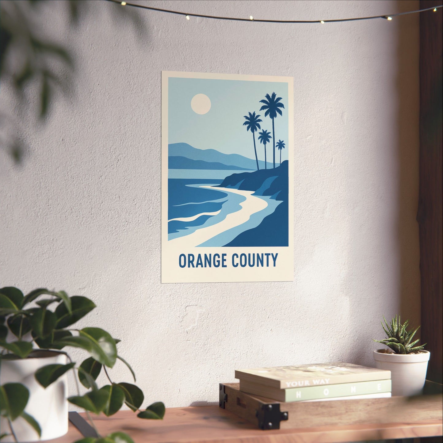 Orange County Poster – Retro California Travel Wall Art, Vintage Coastal Print with Palm Trees & Ocean View