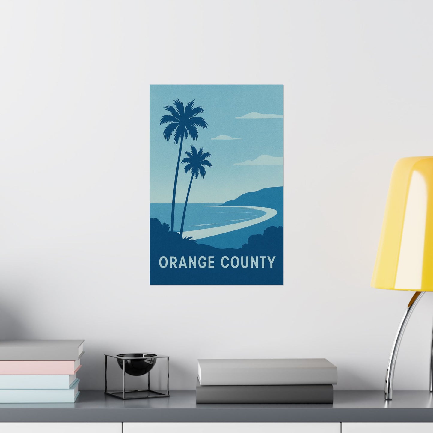 Orange County Poster – Retro California Travel Wall Art, Vintage Coastal Print with Palm Trees & Ocean View