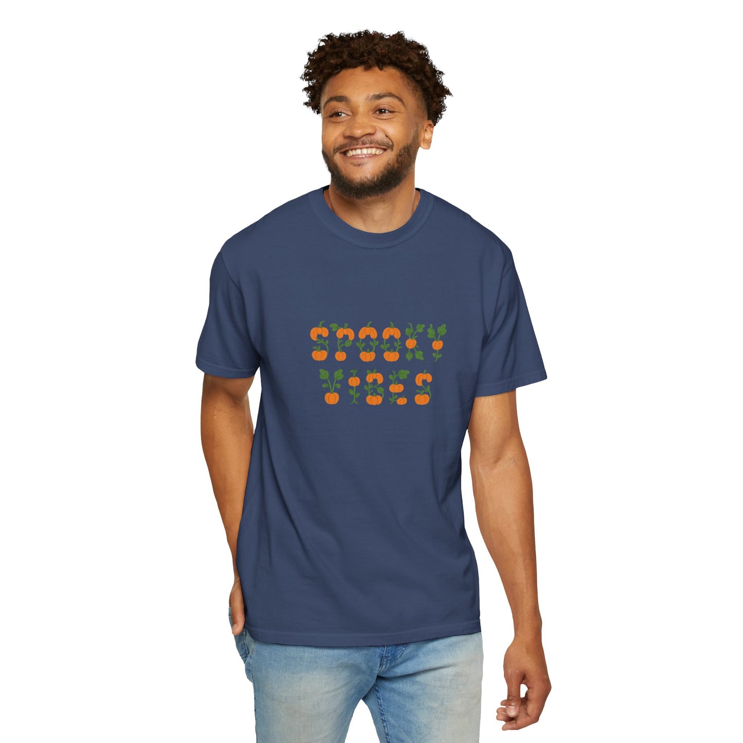 Spooky Vibes Pumpkin Typography Shirt | Comfort Colors T-Shirt | Cute Halloween Design