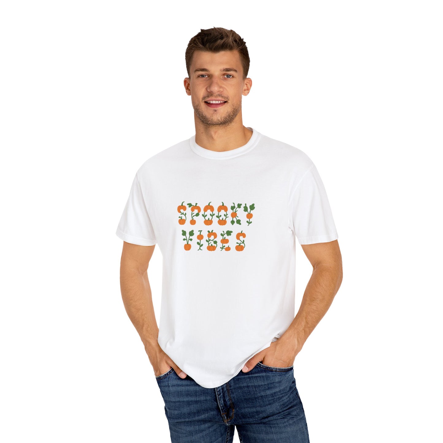 Spooky Vibes Pumpkin Typography Shirt | Comfort Colors T-Shirt | Cute Halloween Design