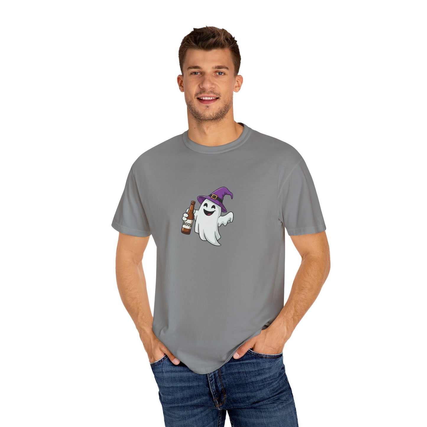 Comfort Colors Halloween Ghost with Bootle of Boos - Funny Cute Halloween Shirt