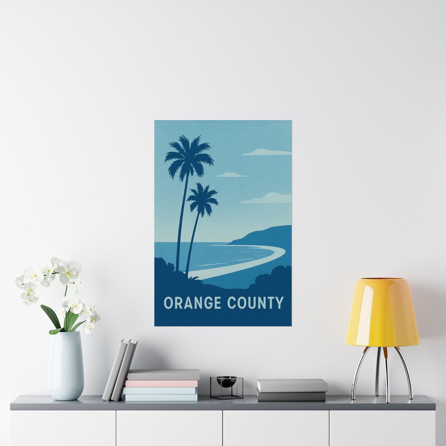 Orange County Poster – Retro California Travel Wall Art, Vintage Coastal Print with Palm Trees & Ocean View