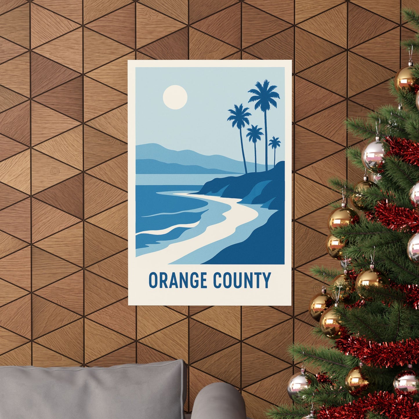 Orange County Poster – Retro California Travel Wall Art, Vintage Coastal Print with Palm Trees & Ocean View