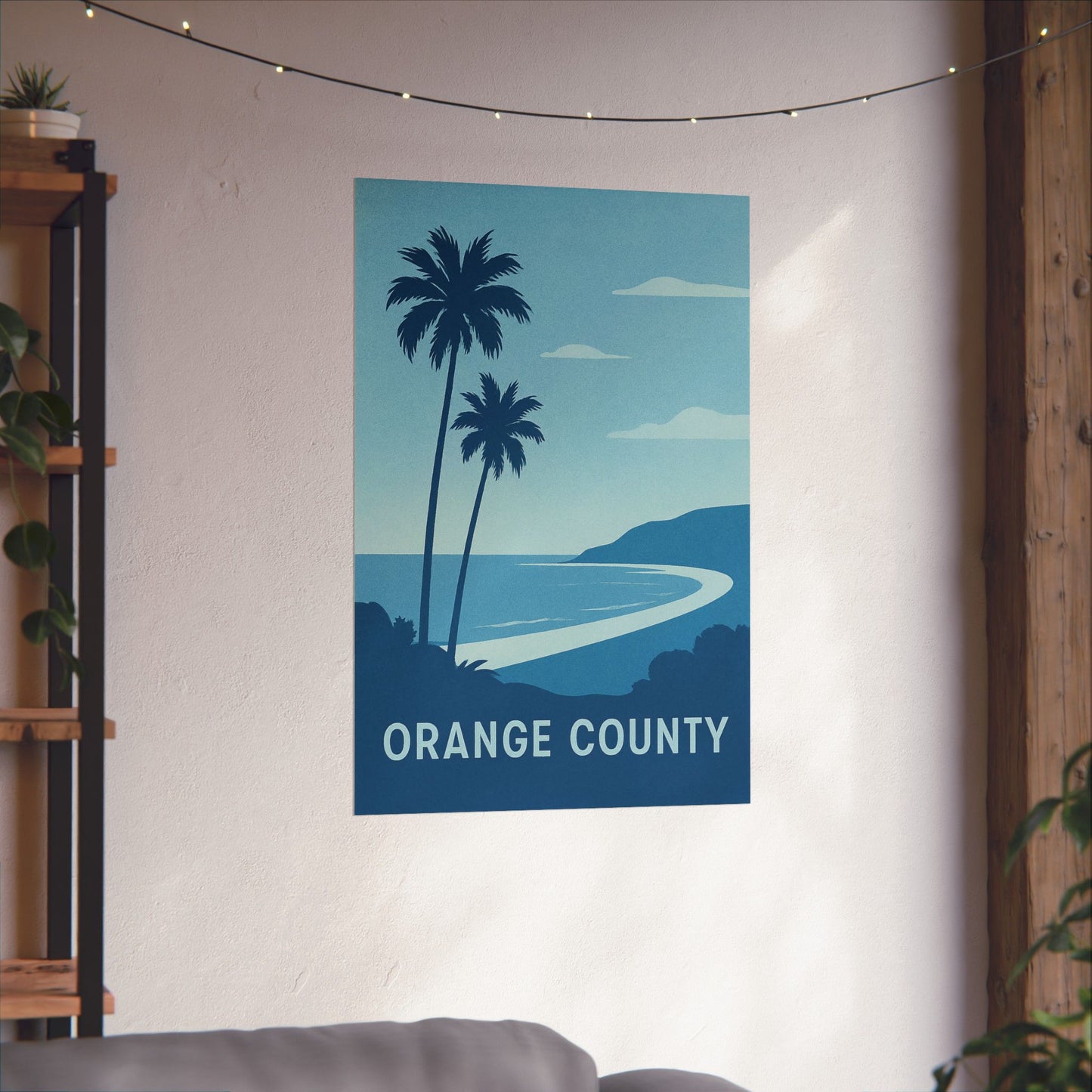 Orange County Poster – Retro California Travel Wall Art, Vintage Coastal Print with Palm Trees & Ocean View