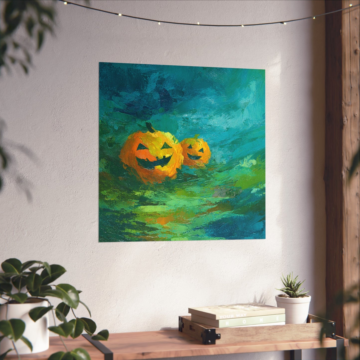 Abstract Halloween Pumpkin Poster – Fine Art Jack-O’-Lantern Wall Décor in Bold Brushstrokes