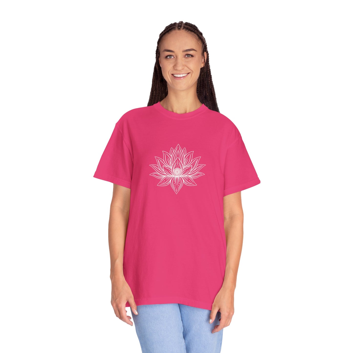 Comfort Colors Sacred Lotus Flower Mandala Line Art Design - Beautiful Flower Shirt