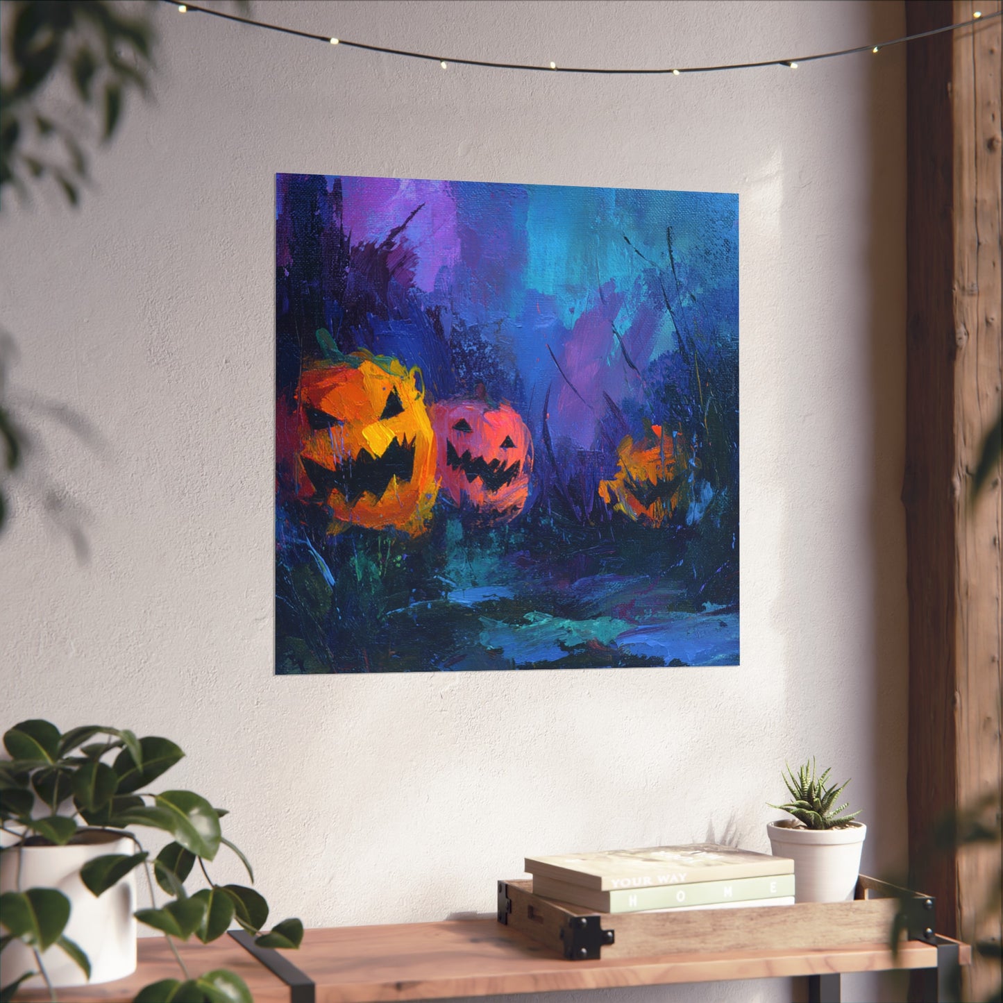 Halloween Pumpkin Abstract Fine Art Print β Colorful Jack-Oβ-Lantern Painting, Spooky Autumn Wall Art Poster, Modern Halloween Decor
