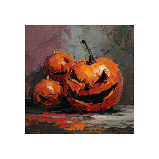 Halloween Pumpkin Abstract Fine Art Print – Colorful Jack-O’-Lantern Painting, Spooky Autumn Wall Art Poster, Modern Halloween Decor