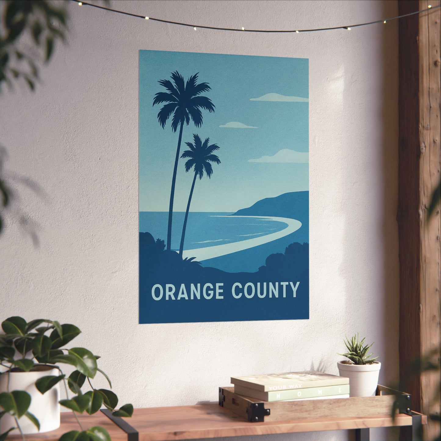 Orange County Poster – Retro California Travel Wall Art, Vintage Coastal Print with Palm Trees & Ocean View
