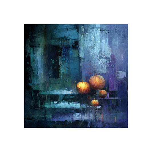 Abstract Pumpkin Still Life Fine Art Print – Moody Halloween Wall Art Poster, Modern Autumn Home Decor, Dark Gothic Fall Painting