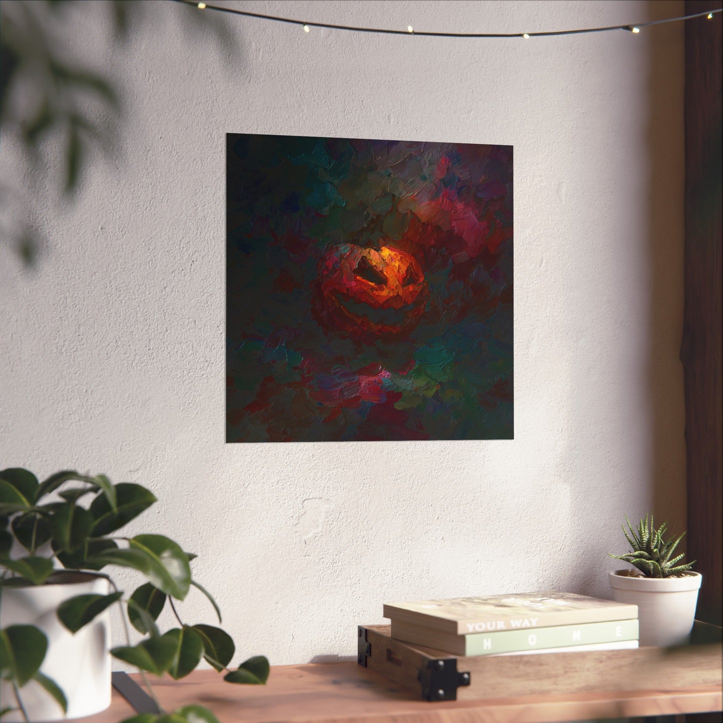 Halloween Pumpkin Abstract Fine Art Print 2 – Colorful Jack-O’Lantern Wall Art, Modern Fall Home Decor, Halloween Party Poster