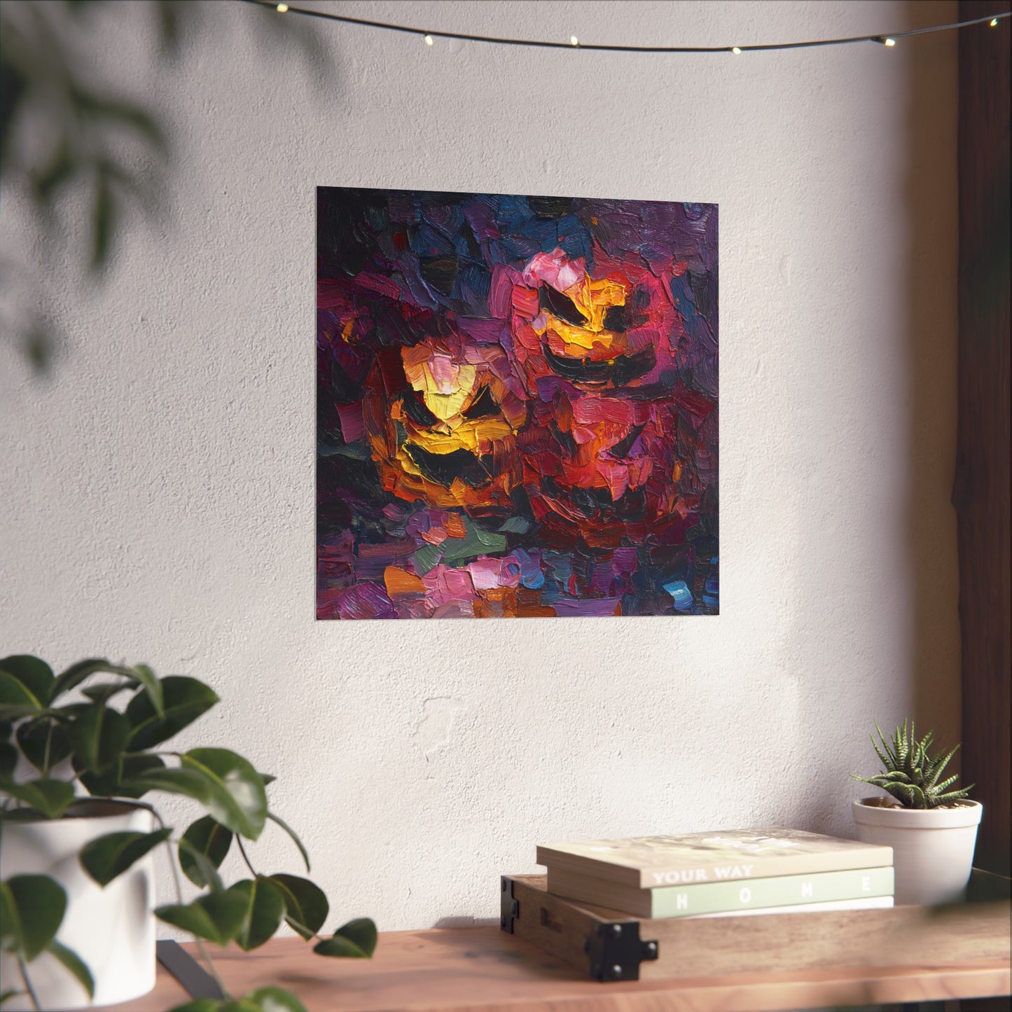 Abstract Halloween Pumpkin Faces Poster – Bold Fine Art Jack-O’-Lantern Wall Décor