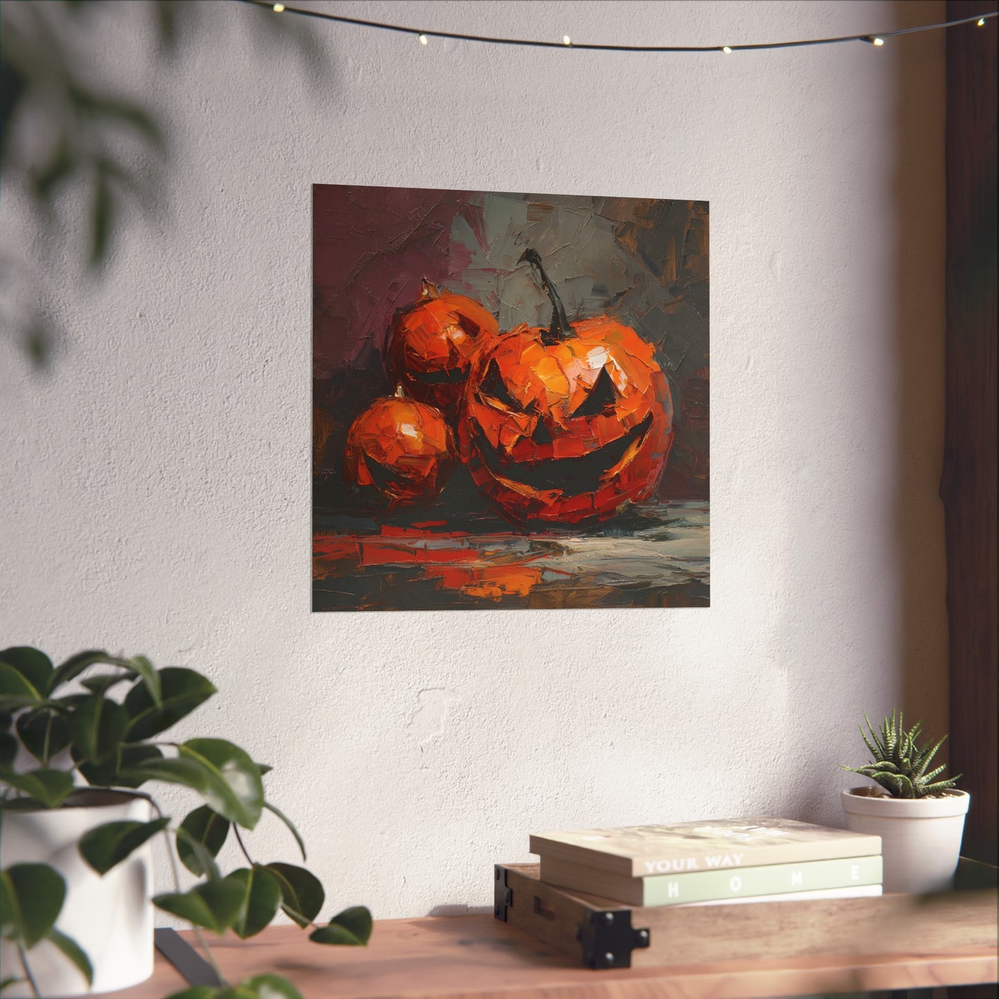 Halloween Pumpkin Abstract Fine Art Print β Colorful Jack-Oβ-Lantern Painting, Spooky Autumn Wall Art Poster, Modern Halloween Decor
